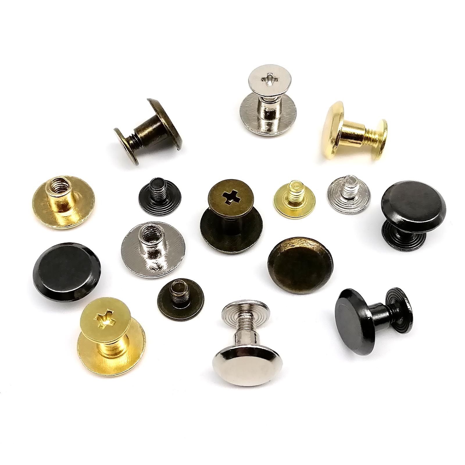 20 stks Ronde Kop 10mm Screwback Chicago Schroef Nagel Binding Klinknagel Stud voor Lederen Schoudertas Knapzak Riem portemonnee