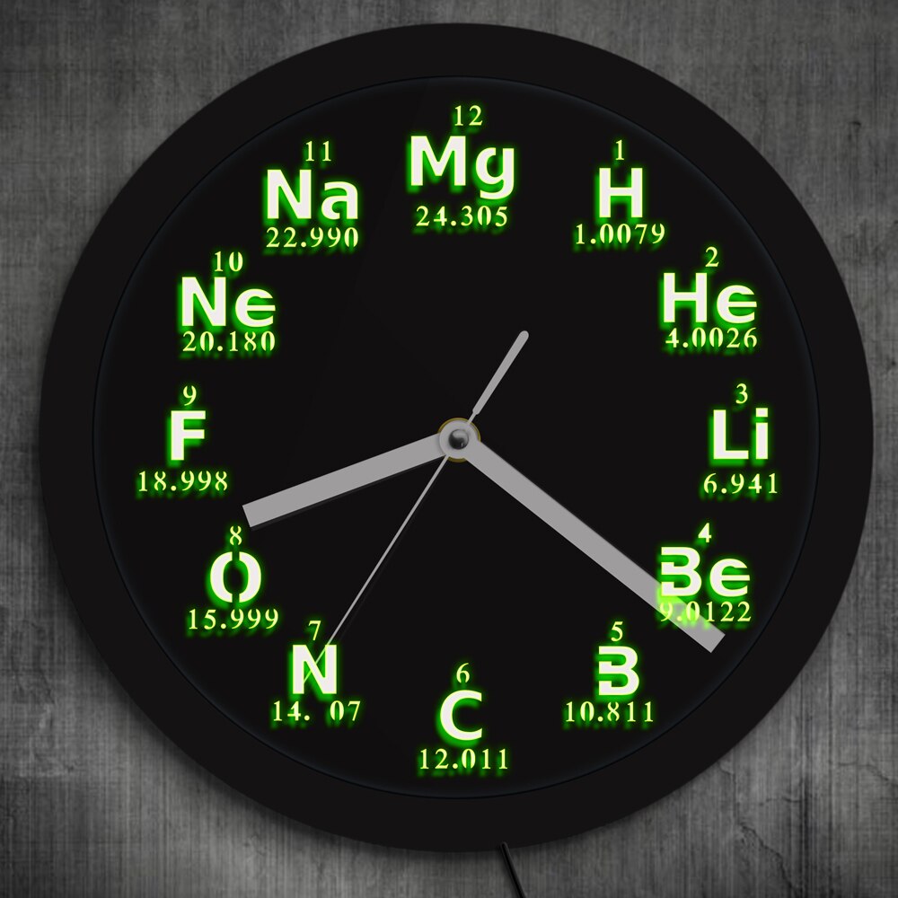 Science Chemical Elements LED Wall Clock Periodic Table Element Wall Clock Chemistry Science Geeks and Teachers