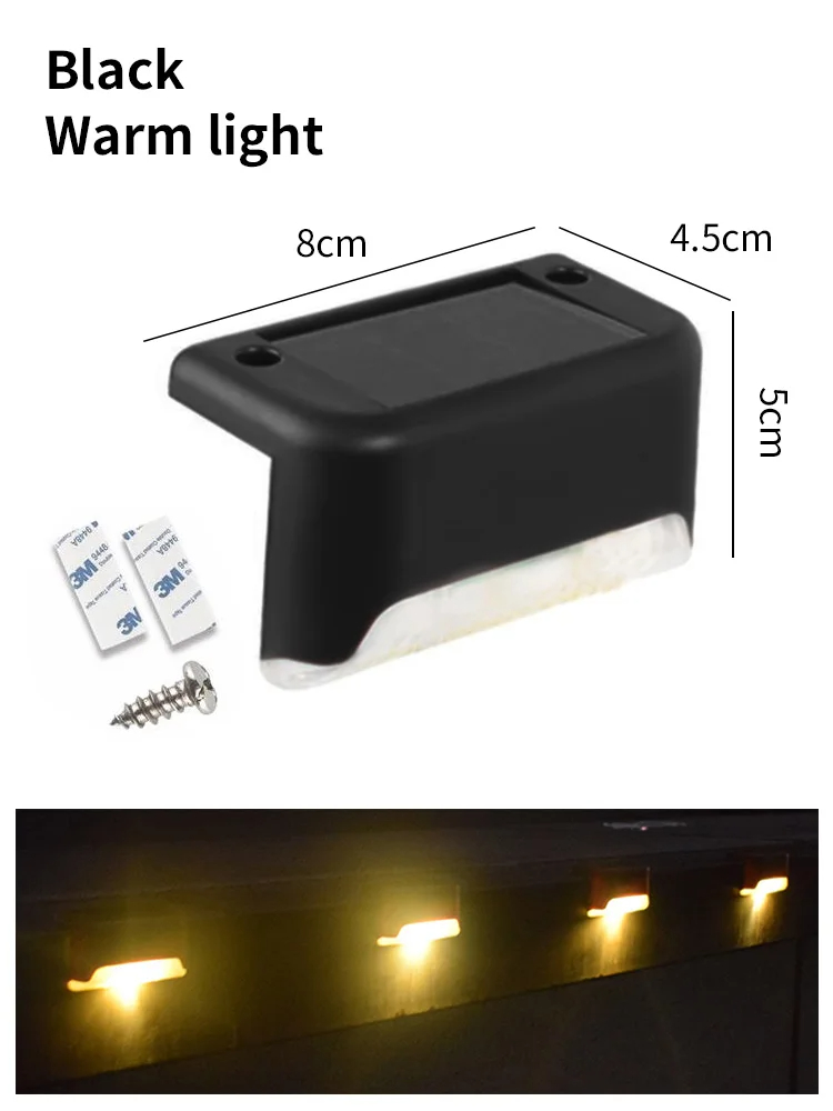 LED solaire étape lumières extérieure clôture lumière jardin décoratif applique étanche pour cour cour voie garde-corps éclairage: WHITE / 0-5W