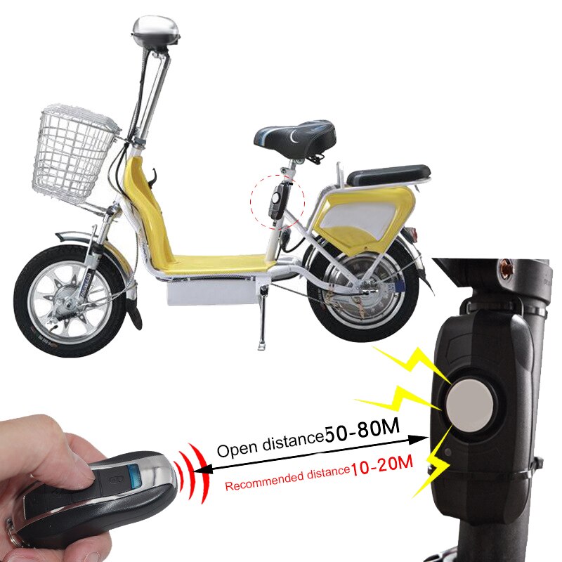 Trådlös fjärrkontroll cykel stöldskydd larm vibrationer inbyggt litiumbatteri bil klockan fällbar elbil