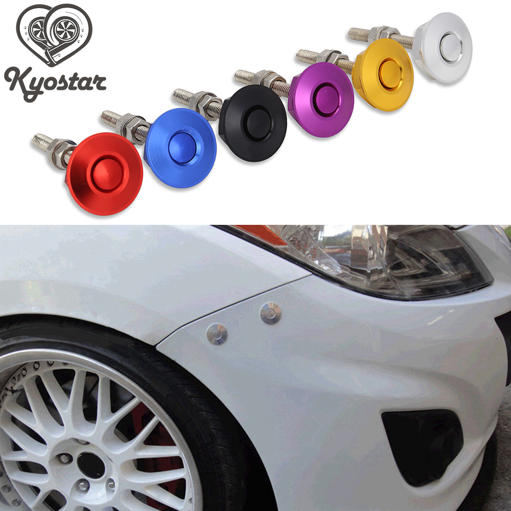 Universal Aluminum Push Button Car Quick Release Latch Hood Pin Lock Clip Kit