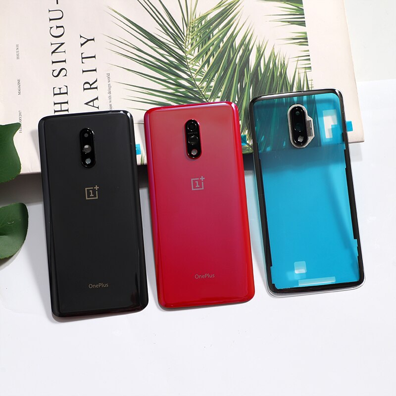 7 Oneplus7 Original Tampa da caixa de Vidro Traseiro Para Oneplus One Plus Reparo Da Porta Da Bateria de Volta Caso + Câmera Adesivo De Vidro cola