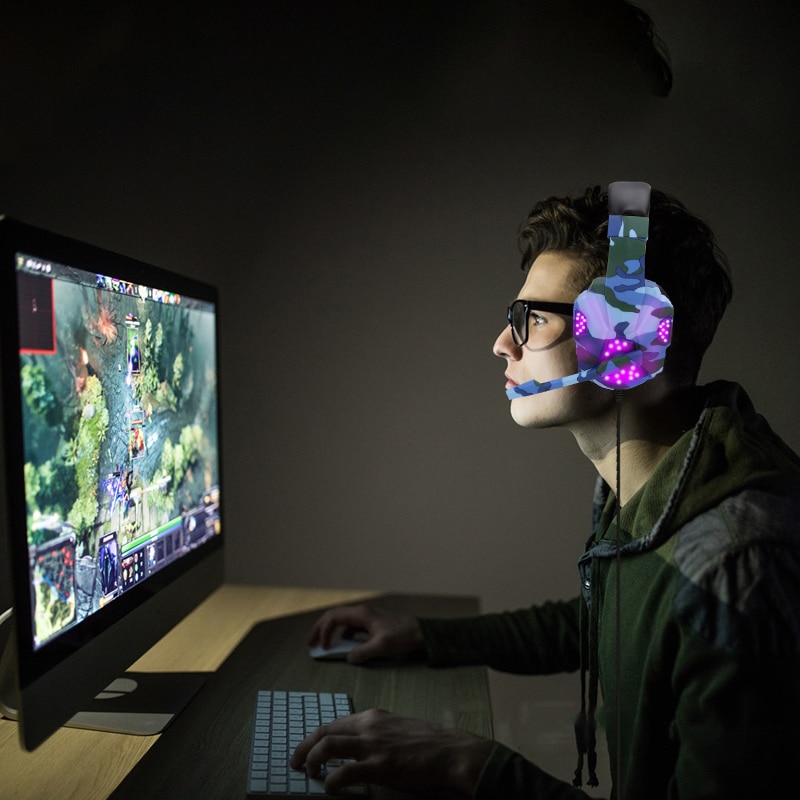 High-Grade Led Light Gamer Wired Headset For PS4 Switch Computer PC Bass Stereo Headphones With Mic Voice Control Men