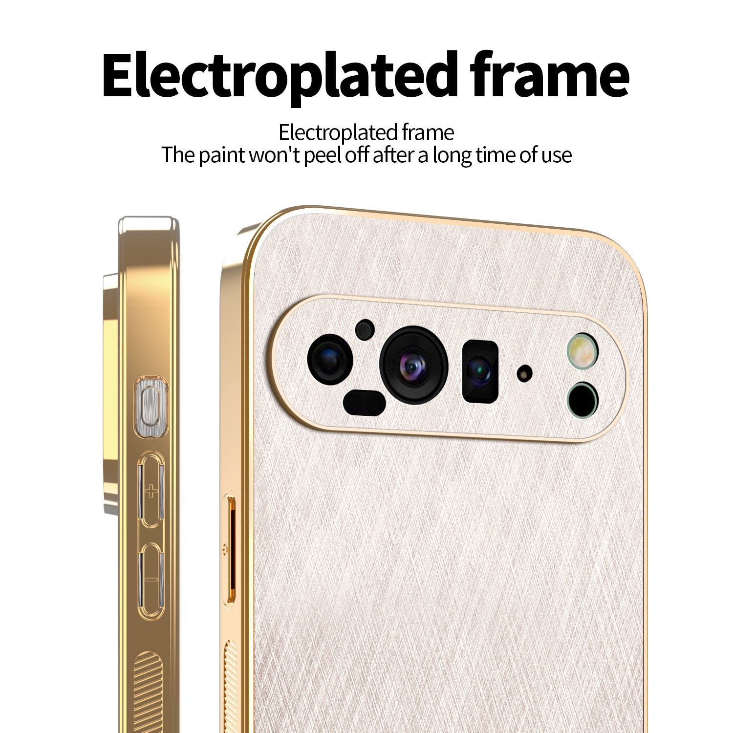 Plating Gold Silk Skin Case For Google Pixel 9 8 7 6 Pro 9 XL 8 7 6 A Leather Shockproof Cover for Pixel 9pro xl 8a 9A 8pro 7A