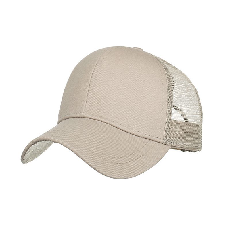 Outdoor Sunshade Ponytail Baseball Cap Women Messy Bun Tennis Hat Adjustable Cap: Khaki