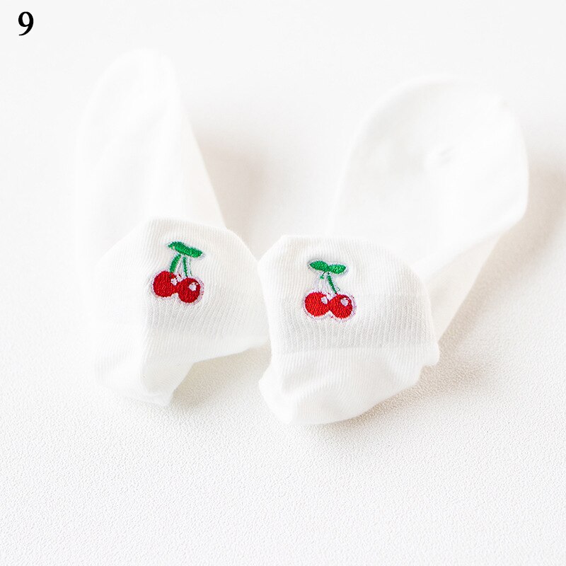 Cartoon Embroidery Fruit Ankle Socks Women Cotton white Short Socks Female Casual Summer Thin Boat Socks Hipster: 9