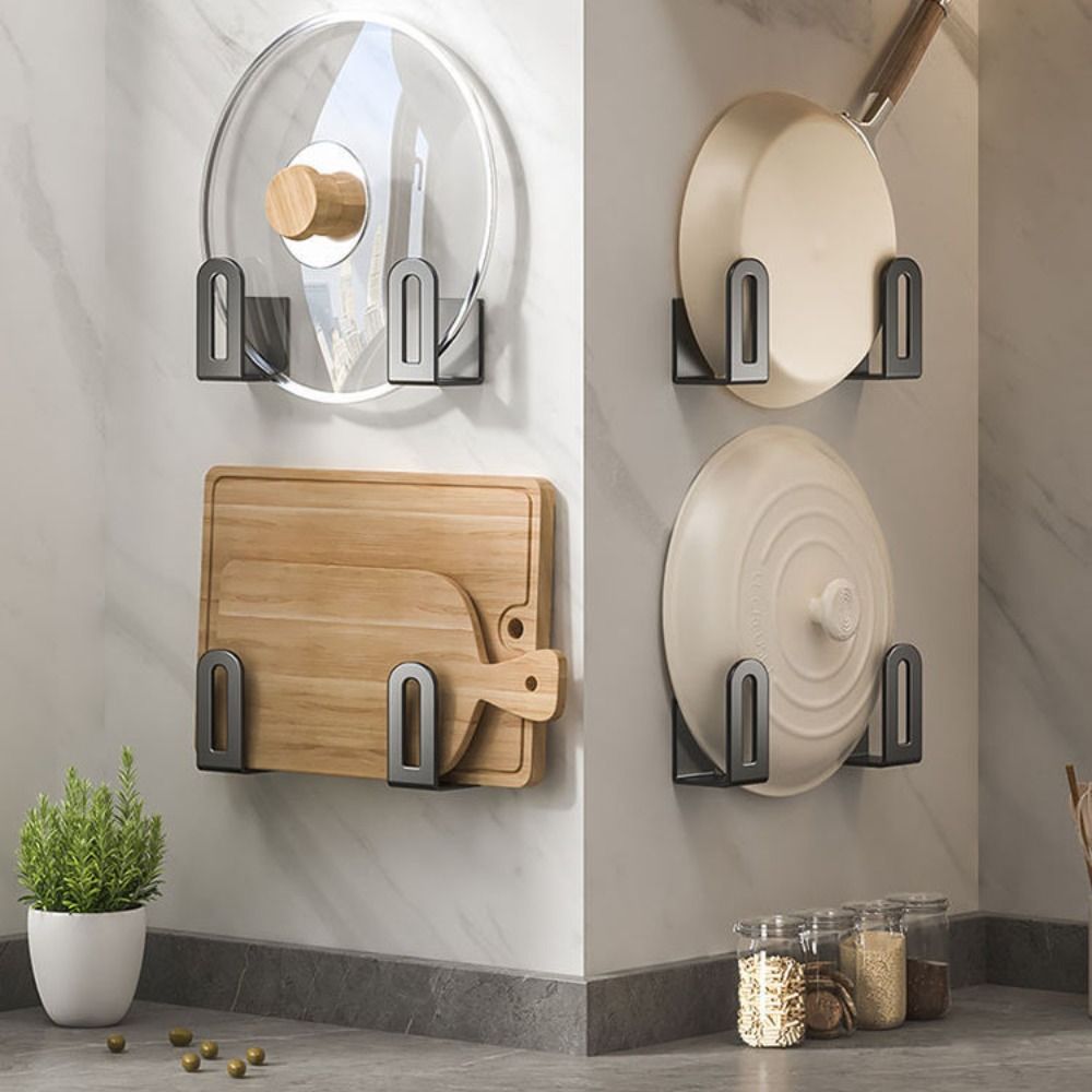 Planche à découper en acier inoxydable, support de couvercle de Pot, noir/gris/argent, support de planche à découper réglable, gain de place, montage mural, 2 pièce/ensemble