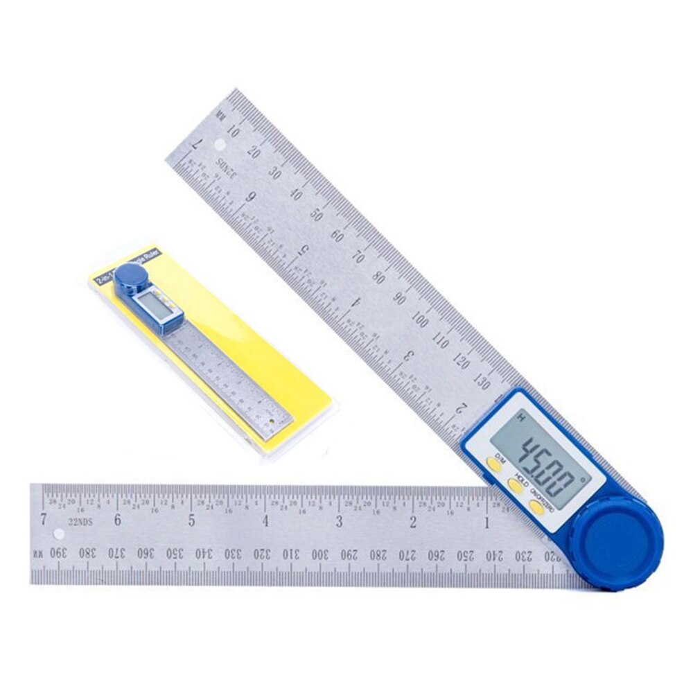 360 Degree Stainless Steel Digital Angle Finder Ruler Measure Angle Length Digital Ruler Protractor Measure Tool Metric Imperial