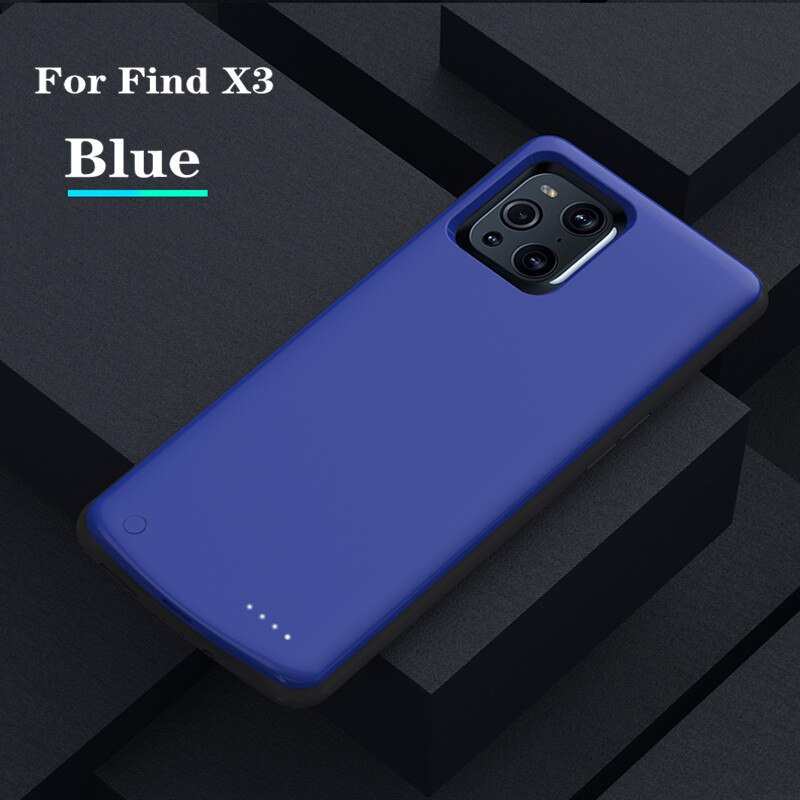 Fundas de cargador de batería inteligente, 6800mAh, para Find X3 Pro, Banco de carga de energía externa, funda de batería para OPPO Find X3: Blue For Find X3