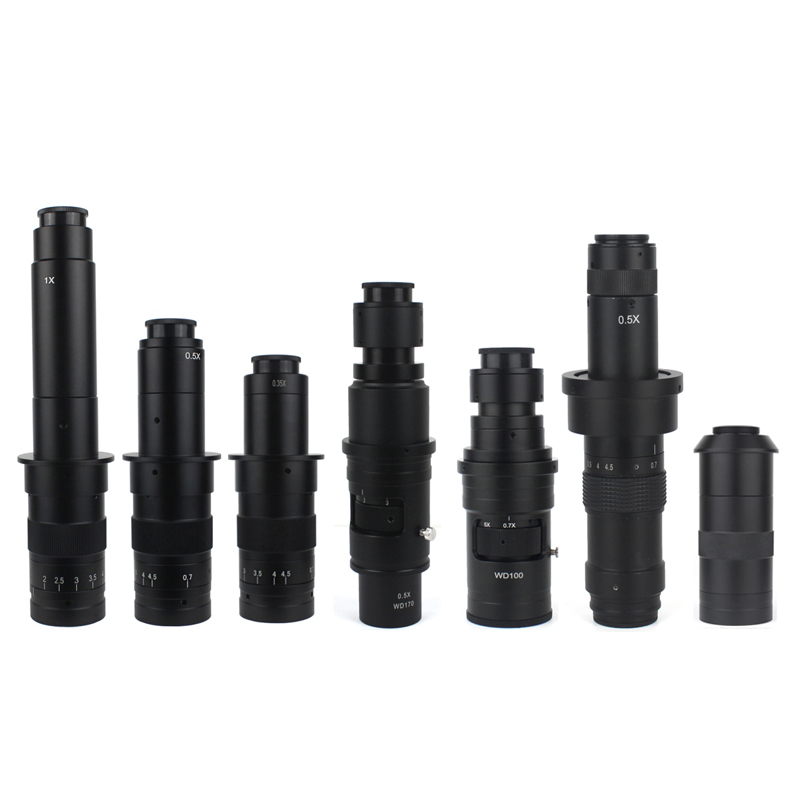 Adjustable Magnification 100X 130X 180X 200X 300X 360X 500X Zoom C Mount Lens For HDMI VGA USB Industry Video Microscope Camera