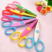 Juego de tijeras para manualidades decorativas para niños, para cortar papel, cinta de tela, álbum de fotos, de álbum de recortes, cortador escolar, 6 unids/set