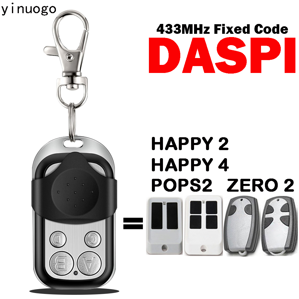 Clone DASPI Remplacement À Télécommande DASPI POPS2 ZERO 2 DASPI HEUREUX 2 4 Porte De Garage Télécommande 433mhz Code Fixe