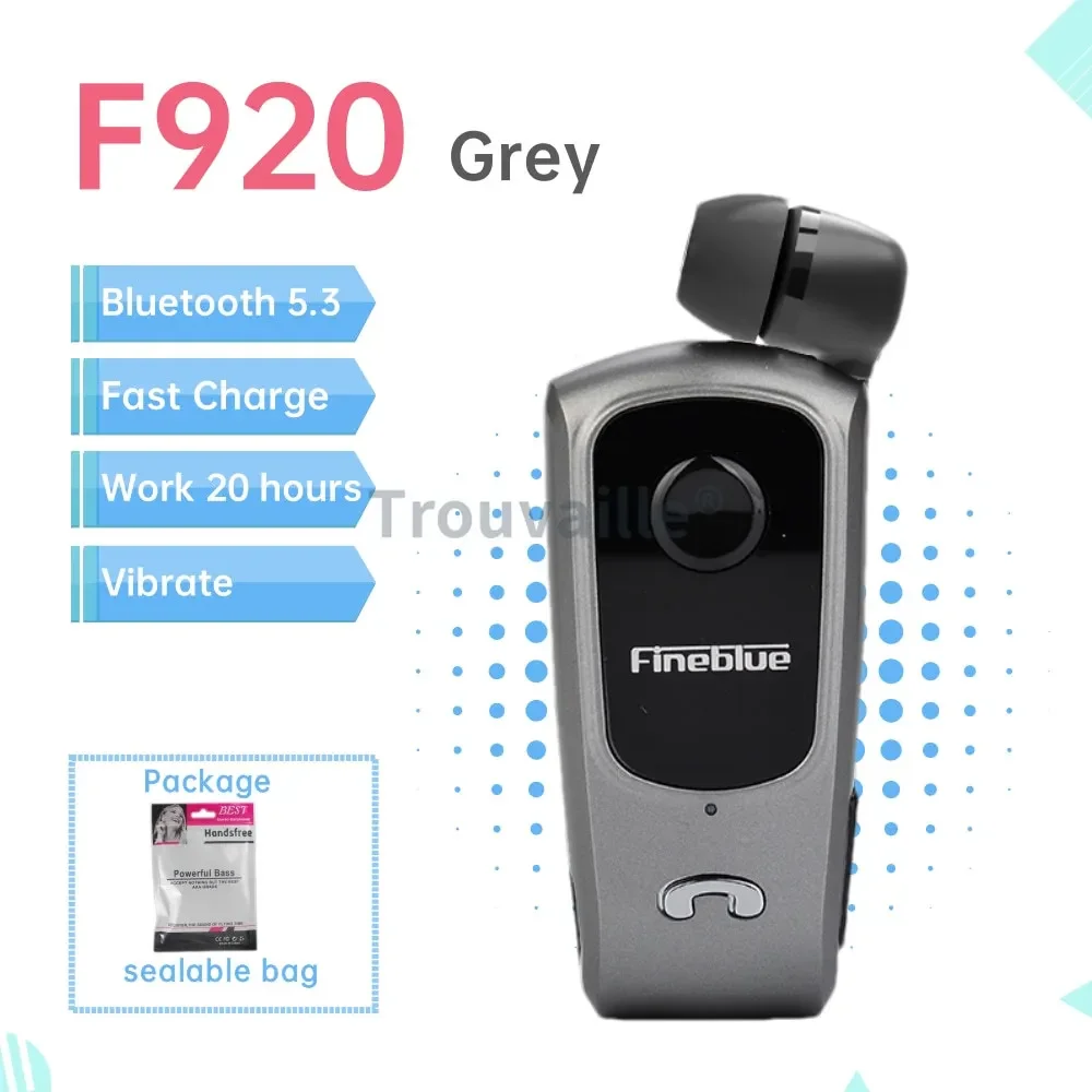 Fineblue F920 Wireless Bluetooth Headset Heaphones in Lotus Earphone with Clip Handsfree Retractable Earphones F520 F580 K55 K65: Pink