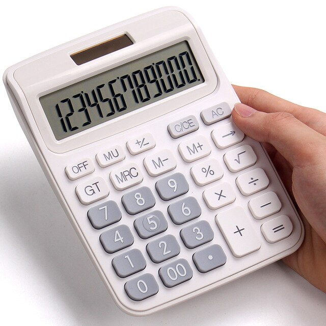 With voice calculator cute Korean candy color little fresh calculator computer big keys financial accounting special girl pink: white