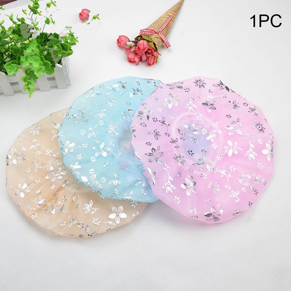Elastic Band Spa Cute Protective Kitchen Thicken Waterproof Hat Shower Cap Hair Cover Bath Travel Floral Print Home Bathroom