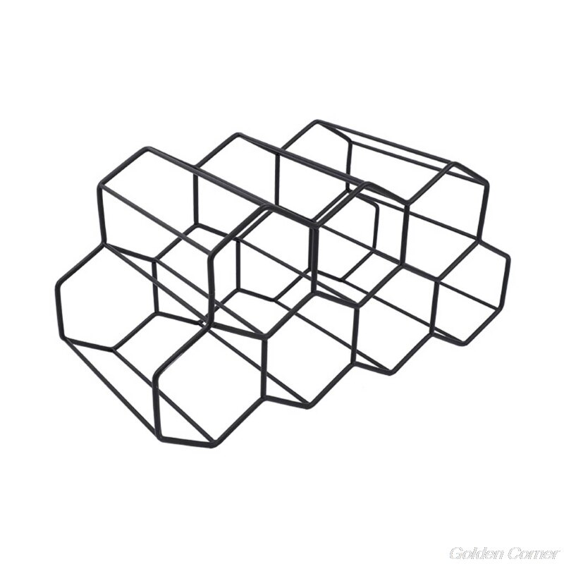 Modern Metal Honeycomb Wine Rack Wine Bottle Storage Beehive Tabletop Wine Rack Hexagon 9 Bottle Wine N23 20: Black
