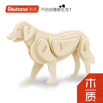Træ 3d model legetøj puslespil kinesisk stjernetegn dyr rotte kvæg tiger kanin drage snack hest får abe hund gris: Hund