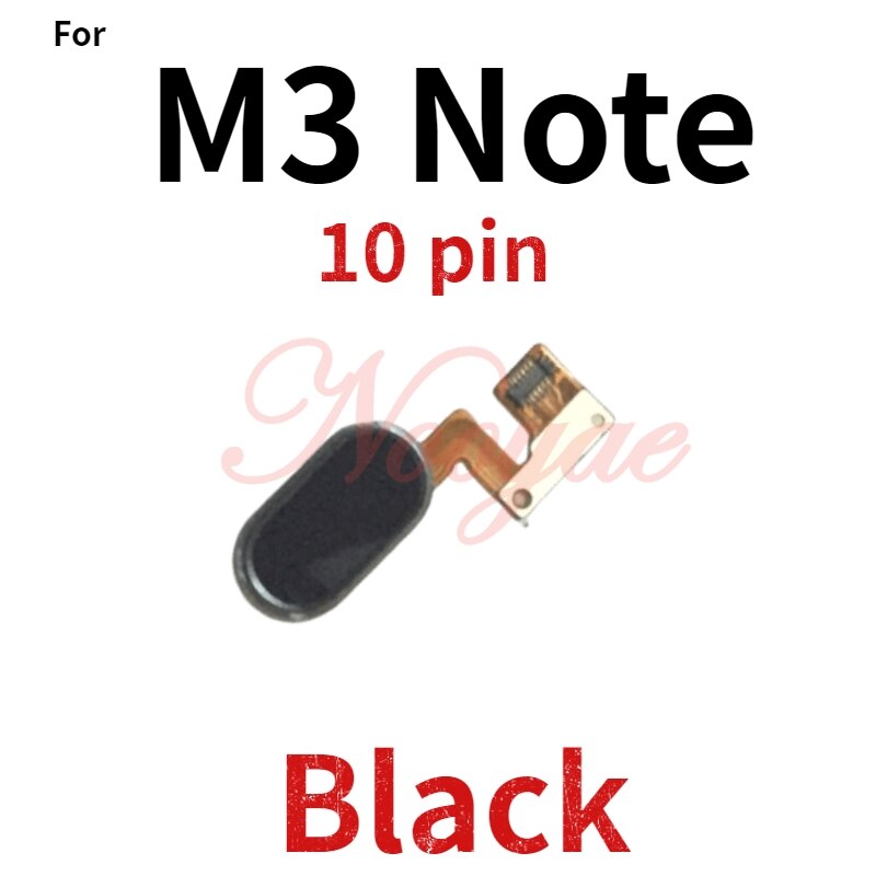 Noir/blanc/or clé pour Meizu M3 Note L681h bouton d'accueil empreinte digitale tactile ID capteur Flex câble ruban 14pin 10pin: 10pin black m3 note