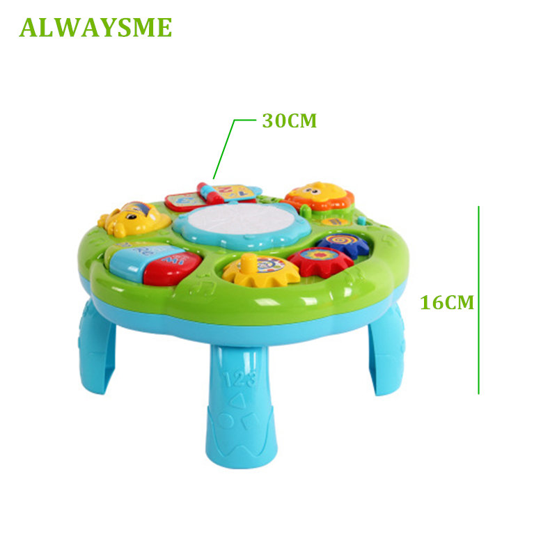 ALWAYSME Baby Infant Musical Activity Table Baby Toys Toddlers Educational Learning Table Toys With Piano And Pat Drum Light Up
