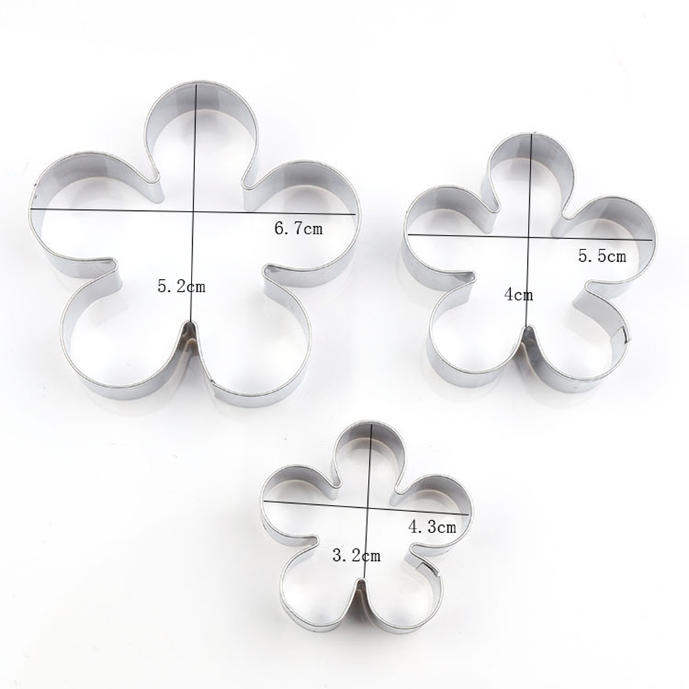 Moule à biscuits en acier inoxydable, 3 pièces, en os de chien, pour biscuits, Fondant, pâtisserie, outil de cuisson, décoration de gâteaux, Sugarcraft: Flower-3pcs