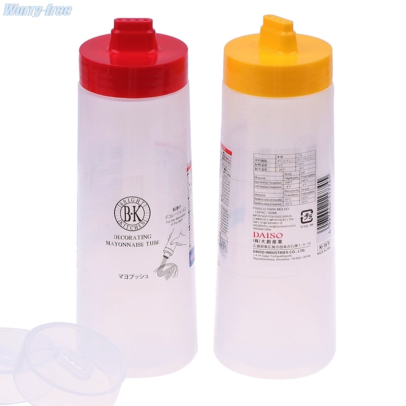 300ml 4 furos molho garrafa resina segura para ketchup jam maionese azeite squeeze dispenser cruet acessórios de cozinha ferramentas