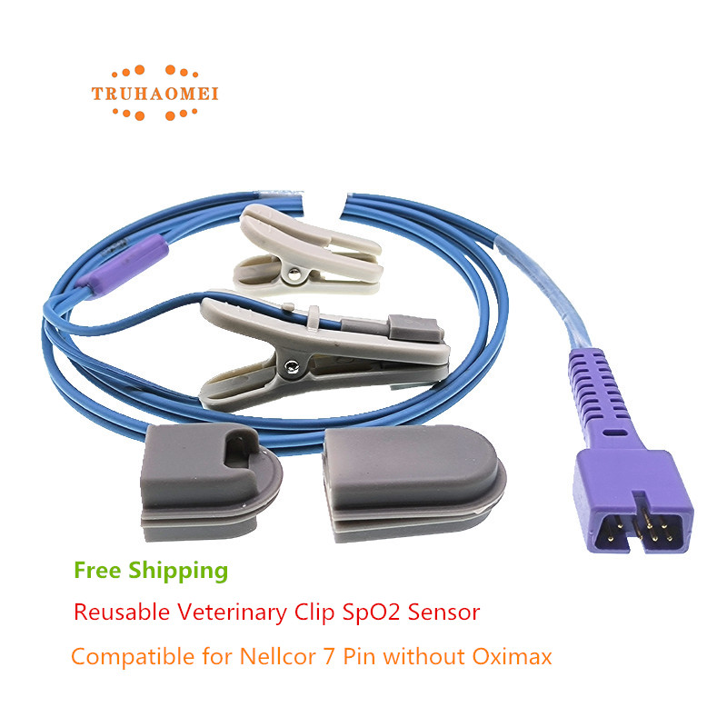 Reusable SpO2 Sensor 7 Pin for Nellcor Pulse Rate Oximeter Probe Patient Monitoring SaO2 Sensor Without Oxi-Max Tech Short Wire: GRAY
