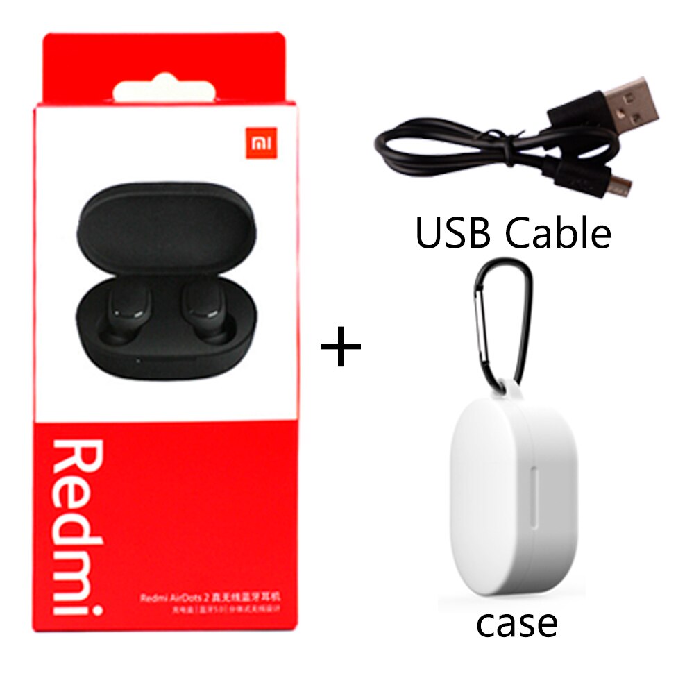 Original xiaomi redmi airdots 2 sem fio bluetooth 5.0 tws fone de ouvido para a esquerda direita modo baixo lag: add white case