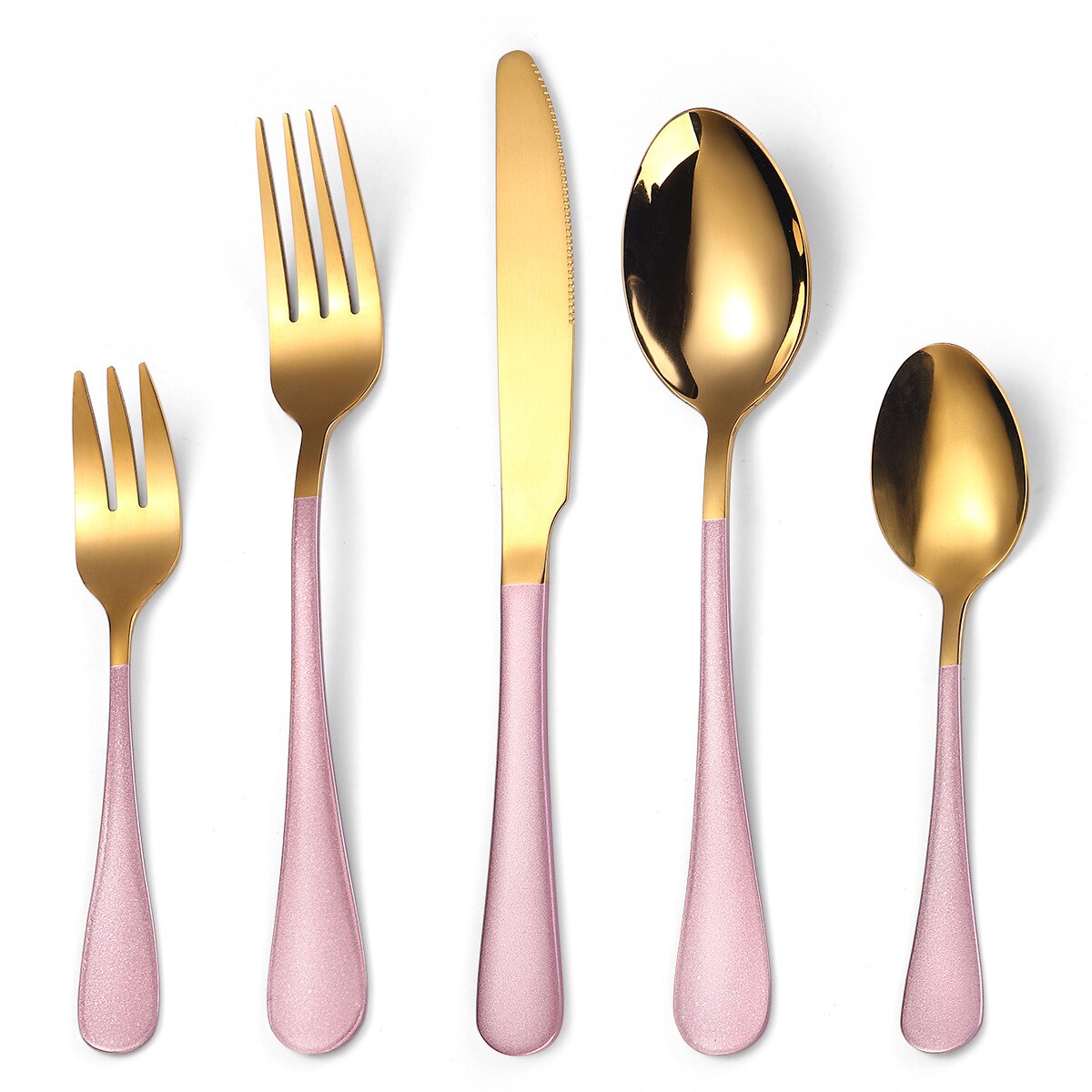 30Pcs Bestekset Rvs Zilverwerk Goud Zwart Serviesje Service Voor 6 Diner Set Servies: Pink Gold For 6