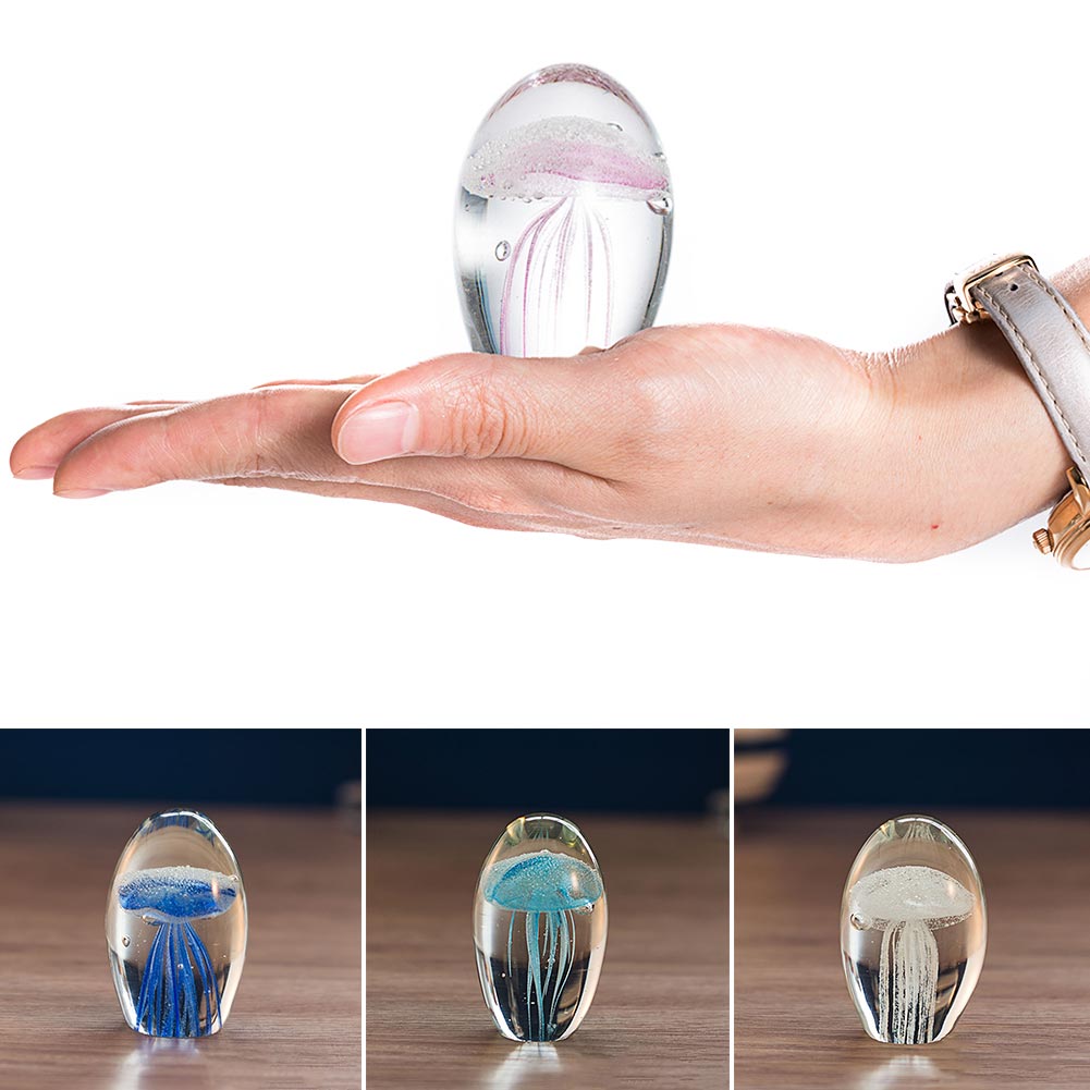 Gekleurde Presse-papier Miniaturen Stabiele Bodem Aquarium Glas Kwallen Beeldjes Desktop Home Decor Kristal Handgemaakte Simulatie