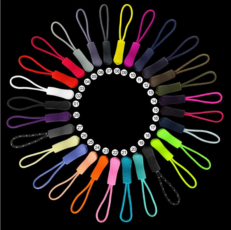 30 stücke 7cm Reißverschluss ziehen Mehrfarbig rutschfeste fluoreszierende Reißverschluss Unterhose seil Abzieher für bekleidung tasche sportwear 003