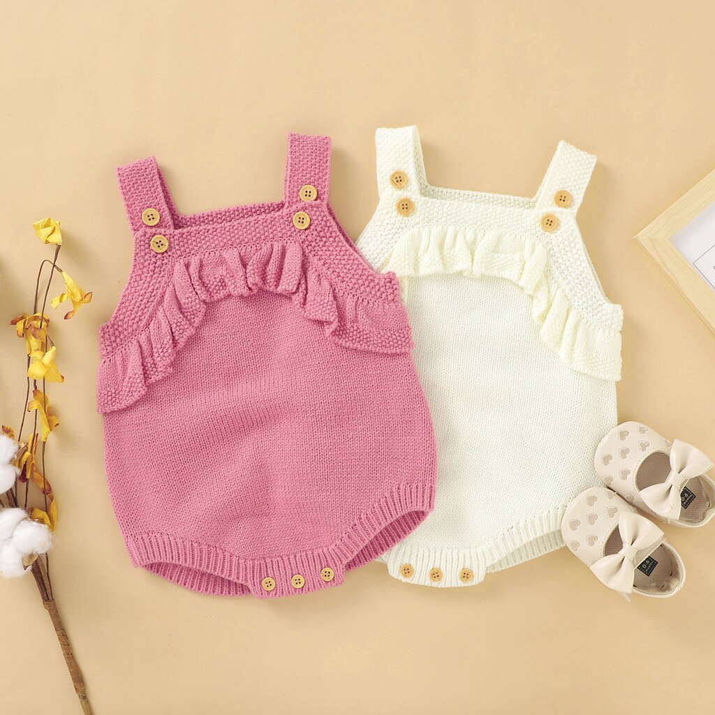Para recém-nascidos macacão roupas da menina do bebê recém-nascido meninas meninos inverno malha outwear colete plissado camisola macacão bodysuit