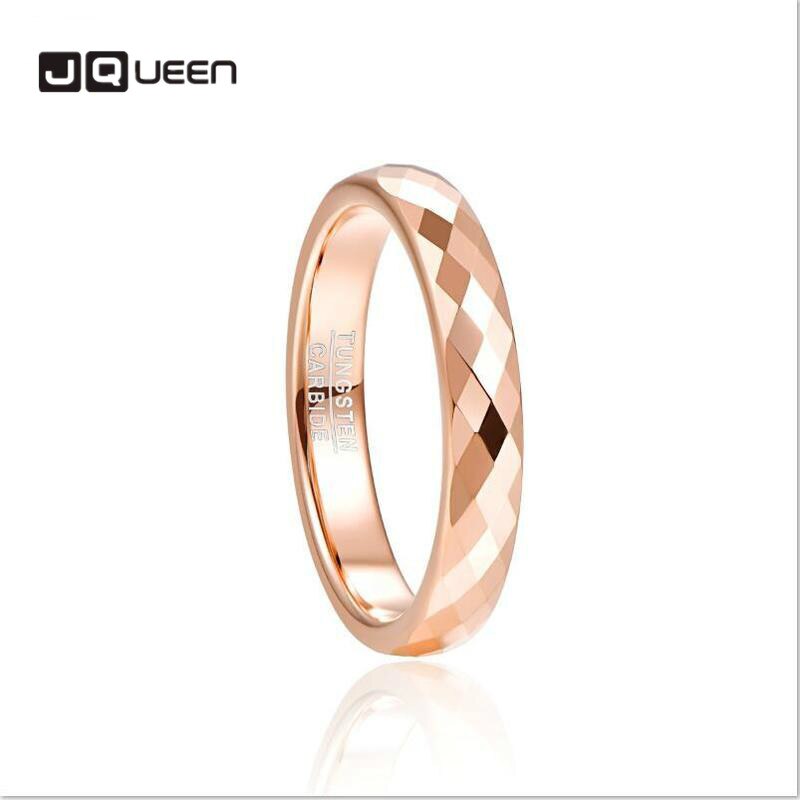 Bague JQUEEN en Carbure de Tungstène - Largeur 4mm Finition Martelée Rose Gold Alliance Femme Confort
