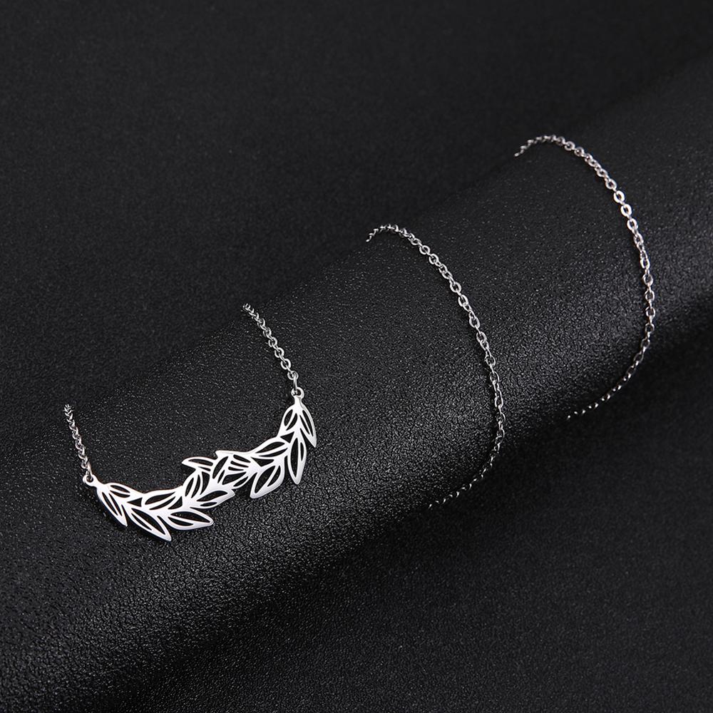 Skyrim olive branch golden stainless steel necklace women peace leaf declaration chain choker necklaces jewelry female girls