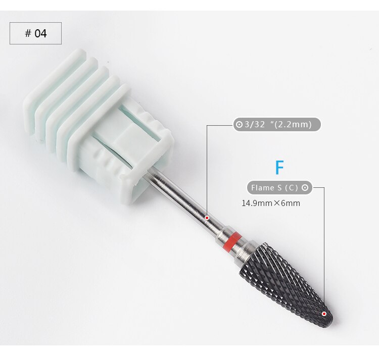 1 stk sort keramik 3/32 " nail art bor 5 typer fræsning manicure skærefil elektrisk apparat maskine tilbehør rengøringsværktøj: F