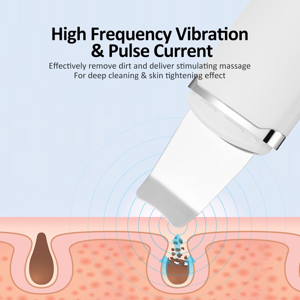Ultrasonic Face Cleaner Skin Scrubber Deep Face Cleaning Machine Peeling Tool Skin Blackhead Removal Vibration Acne Exfoliating