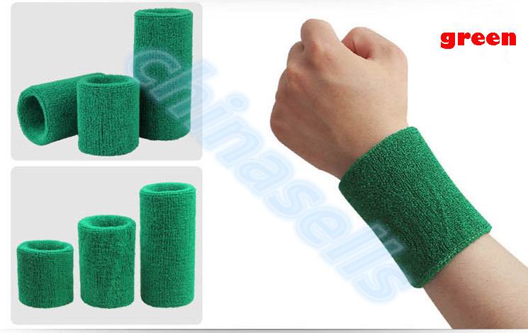 50pcs Sports Sweatband Cotton 8*8cm Terry Cloth Wrist Sweat Bands Tennis Fitness Basketball Wristband Wrist Support Protector: Green