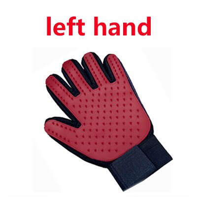 Guante para mascotas, guante para el cuidado del gato, guantes para Cepillar el pelo del gato, peine para perros para gatos, cepillo de masaje limpio para quitar el pelo: left Red