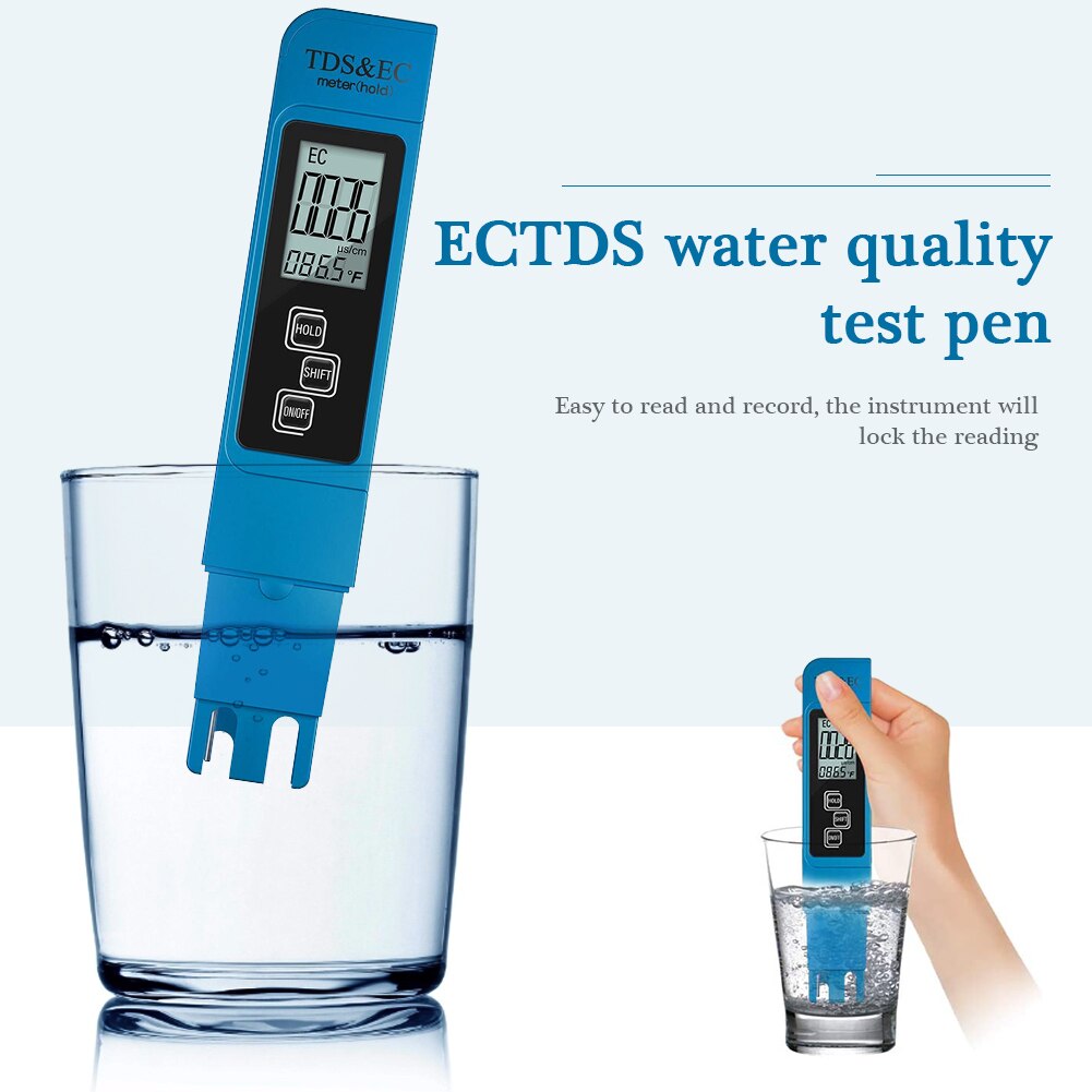 Digital 3in1 Water Tester TDS Temperature EC Meter LCD Display Ph Meter Swimming Portable Outdoor Elements