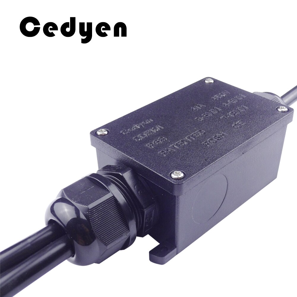 IP68 Outdoor Waterdichte Connector Terminal Junction Box 1-In-2-Out Kabel Plastic Distributie Elektrische Case Black voor Verlichting