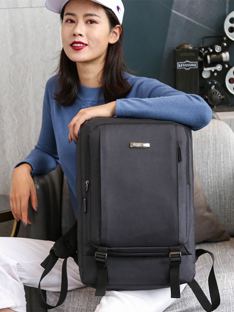 Vierkante Business Rugzak Voor Mannen Grote Capaciteit Studenten Vrouwen Schooltassen 2022 Casual Water Proof Effen Vrouwelijke Backbags: Black