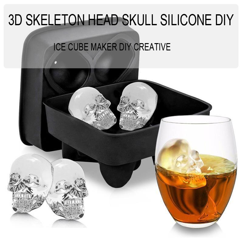 Ice Cube Maker DIY Silica Gel Gun Bullet Skull Shape Tray Mold Home Bar Party Cool Whiskey Wine Ice Cream Bar Tool