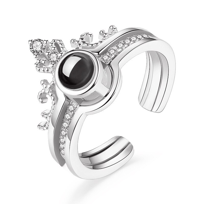 100 Talen I Love U Liefde Ringen Projectie Rose Gouden Ring Romantische Liefde Geheugen Wedding Ring Sieraden: 03 silver