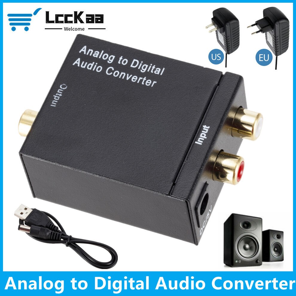 ADC Analoog naar Digitaal Audio Converter Analoog naar Glasvezel Coaxiaal Signaal ADC Spdif Stereo 3,5 MM Jack 2 * RCA Versterker Decoder