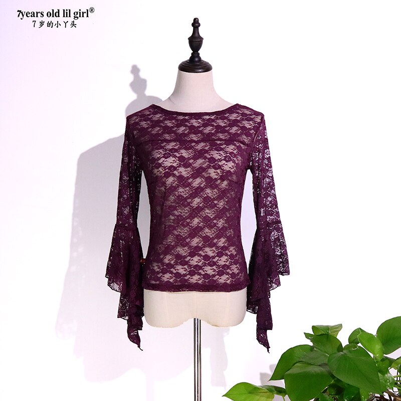 Hauts de danse Flamenco en dentelle, Blouse carrée/latine pour femmes/filles, pratique espagnol HHH02