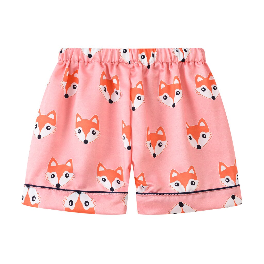 Children Kids Boy Girls Cartoon Pajamas Toddler Baby Sleepwear Set Cute Fox Printed Short Sleeve Shirt Shorts Set Pyjama Enfant