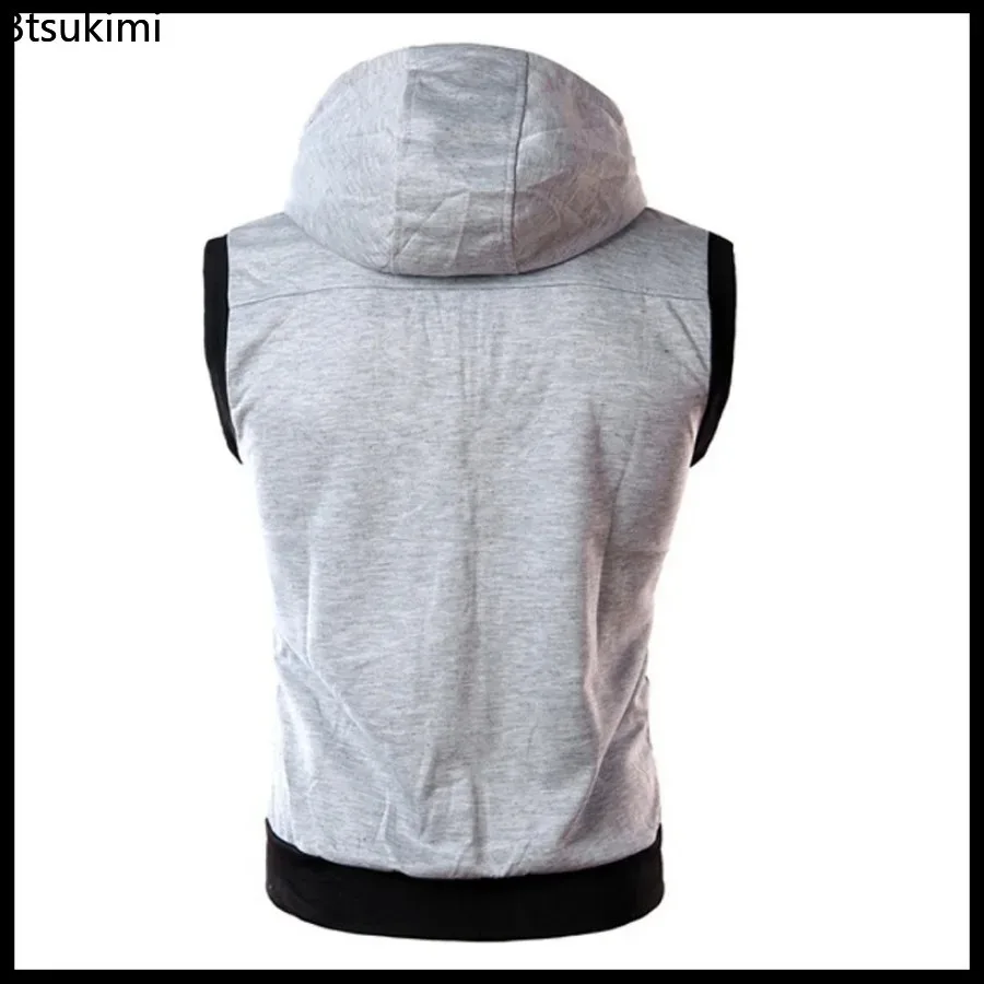 Men's Sleeveless Hoodies Casual Zipper Hooded Sweatshirt Men Bodybuilding Tank Top Sporting Shirt Waistcoat Vest