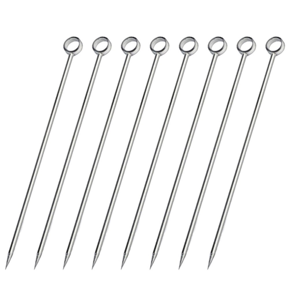8pcs Stainless Steel Cocktail Picks Practical Fruit Pick Useful Stirring Stick Party Supplies for Home Bar (Head): Silver 2