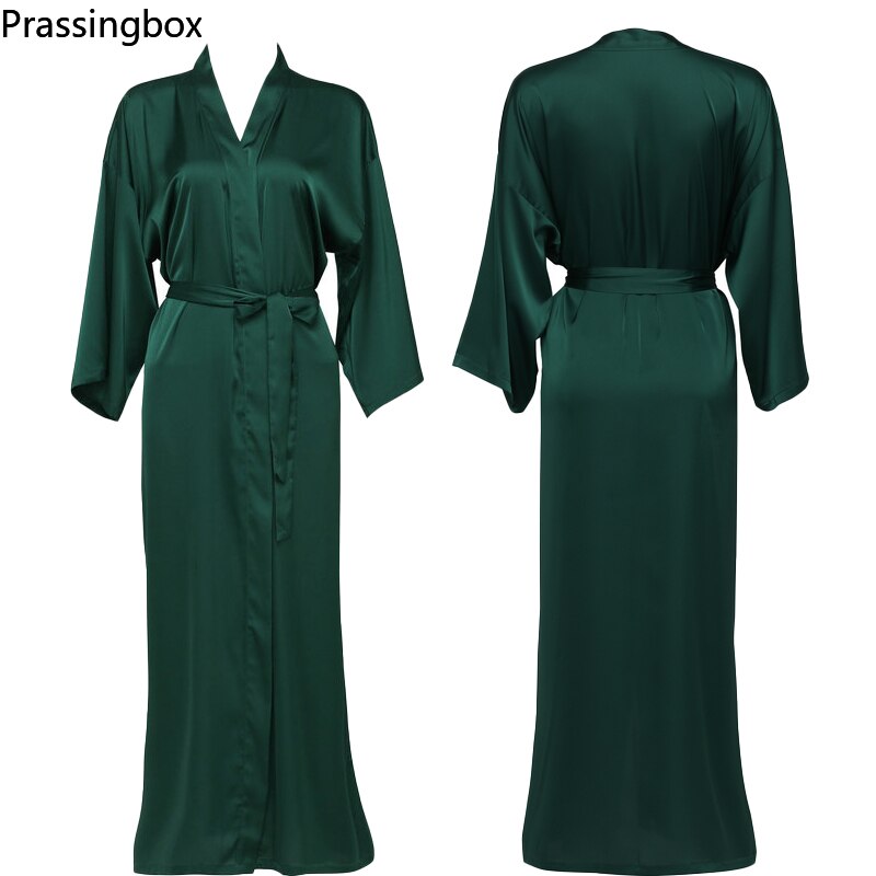 Silk Satin Long Lace Robes Long Sleeve Dark Green Custom Bridesmaid Robes Bride Robe Women Long Wedding Bathrobe and Homewear