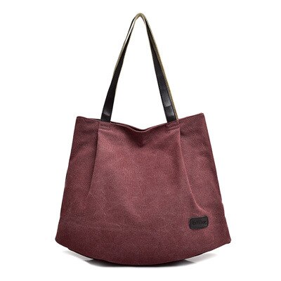 SGARR Large Capacity Canvas Women Handbags Shoulder Bag Ladies Crossbody Bags Casual Tote Messenger Bags: Burgundy