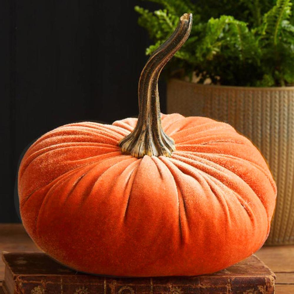 Jesienne Ozdoby-calabaza de terciopelo hecha a mano, decoración de calabaza, calabaza de peluche Súper suave, dekoración exquisita, herbist, citroille, artificial, 1 ud.: D